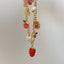 Strawberry Zircon Enamel Bracelet with Pearl Inlay and Real Gold Plating