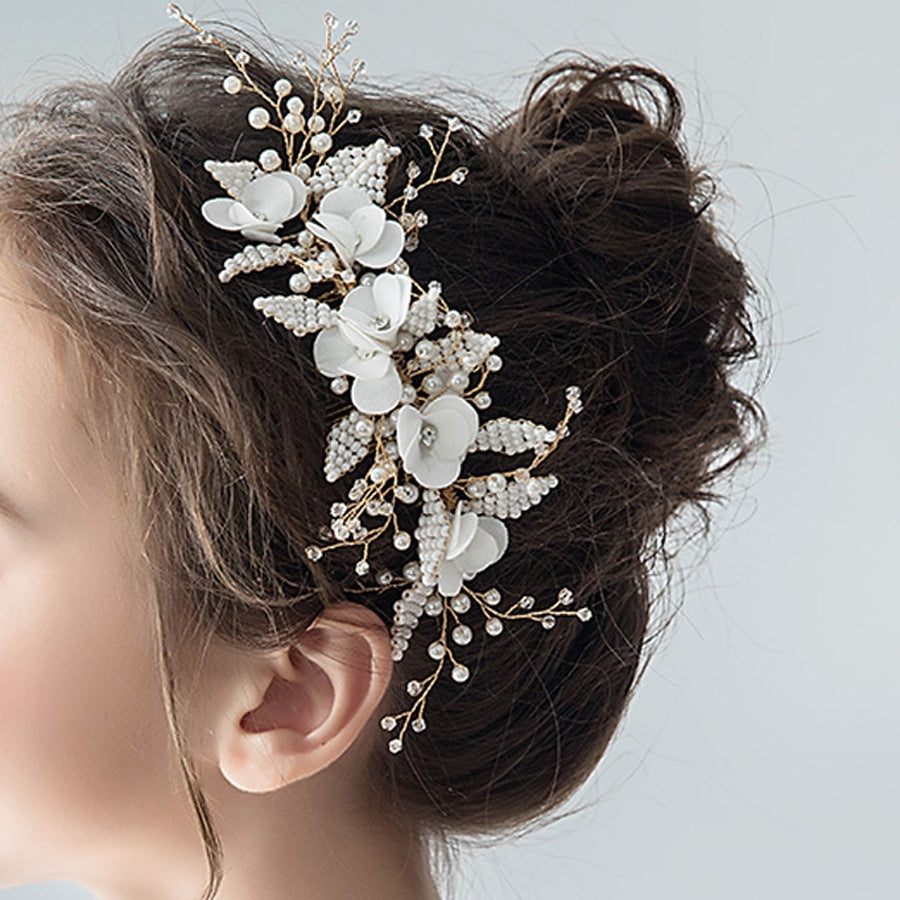 Bridal Floral Hair Comb with Pearl Beads Wedding Accessories