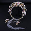 Bridal Pearl Ceramic Flower Headband and Earrings Set