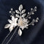 Bridal Hairpin White Floral Leaf Crystal U-Shaped Hair Accessory