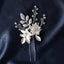 Bridal Hairpin White Floral Leaf Crystal U-Shaped Hair Accessory