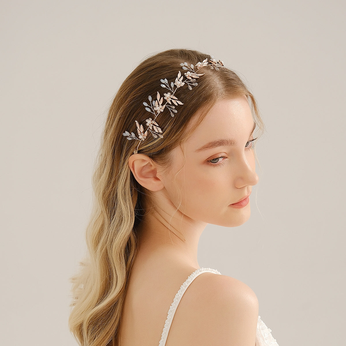 Bridal Leaf Crystal Hair Band with Handmade Jelly Rhinestones