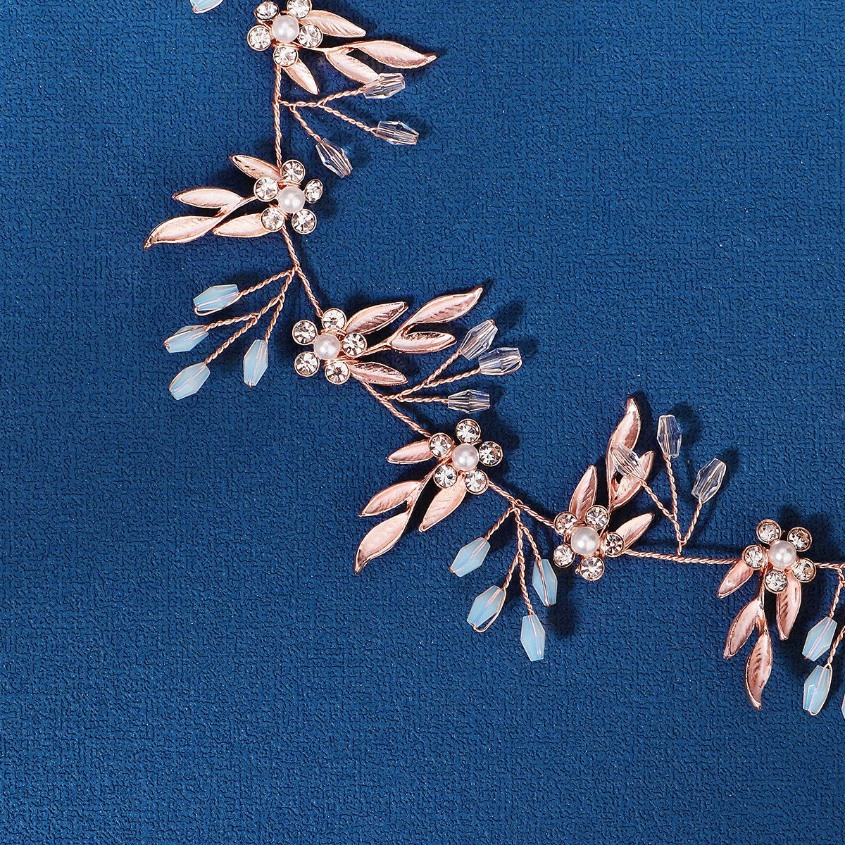 Bridal Leaf Crystal Hair Band with Handmade Jelly Rhinestones