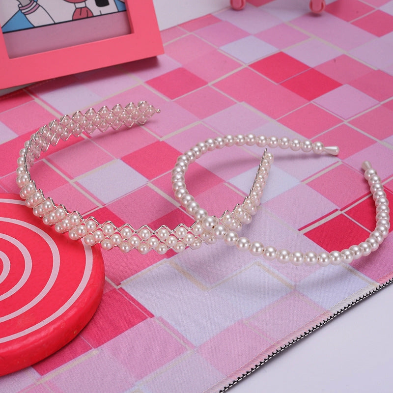 Bridal Pearl Hair Band - Korean Style Elegant Headband and Hairpin Set