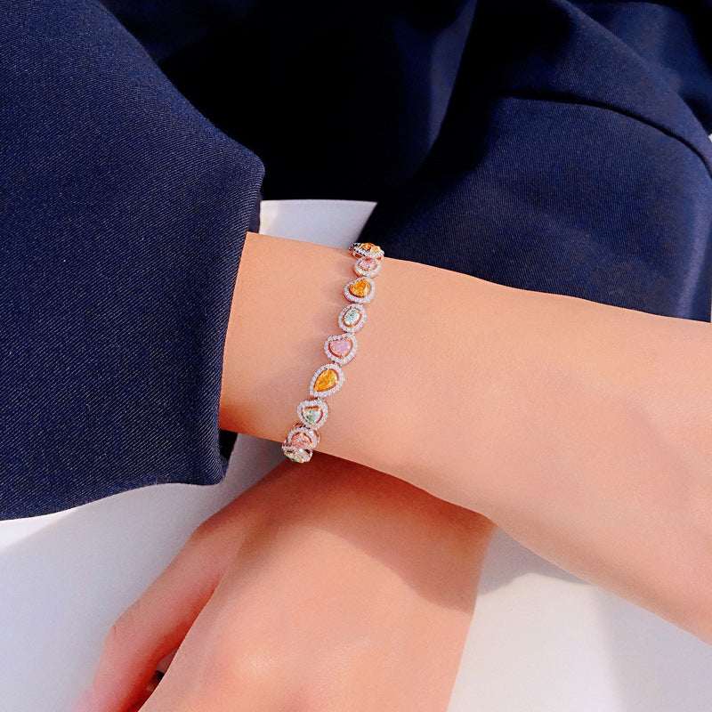 Candy Series Irregular Micro-inlaid Gemstone Luxury Full Diamond Bracelet for Women