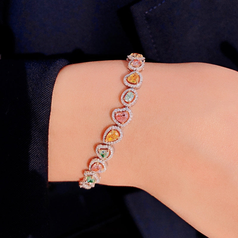 Candy Series Irregular Micro-inlaid Gemstone Luxury Full Diamond Bracelet for Women