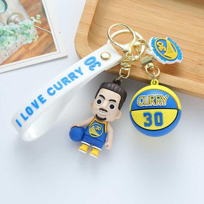 Cartoon Basketball Star Keychain Pendant - Curry, James, Owen, Bryant