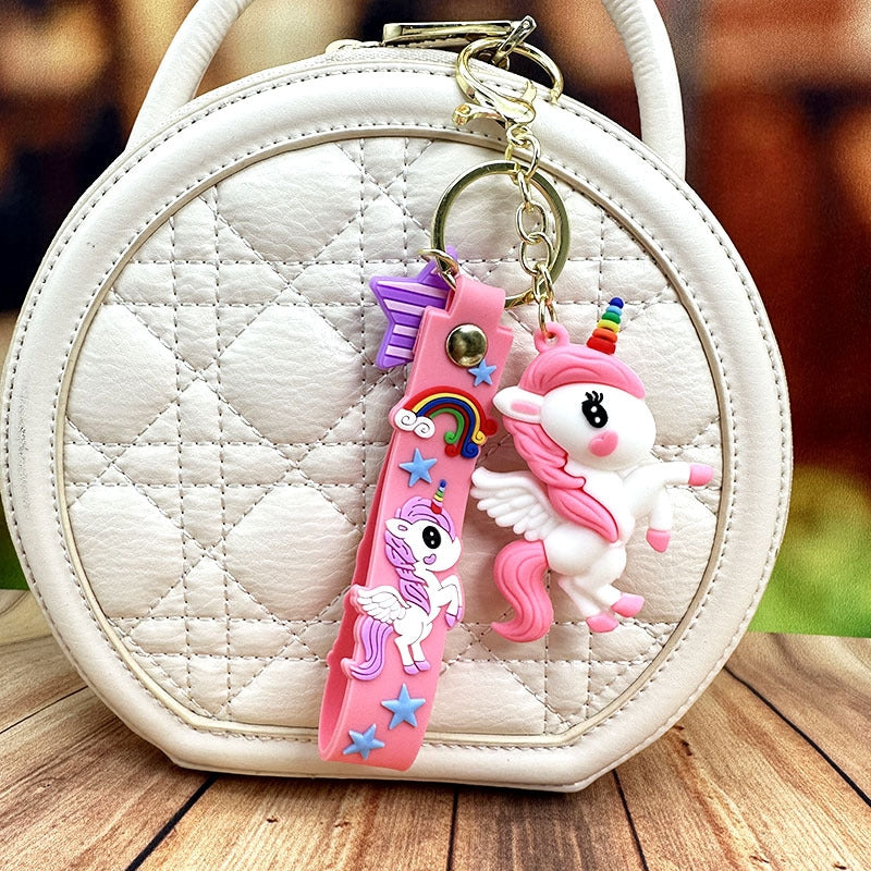 Cartoon Unicorn Rainbow PVC Keychain Pendant for Bags and Cars