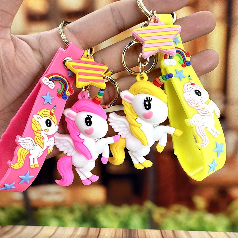 Cartoon Unicorn Rainbow PVC Keychain Pendant for Bags and Cars