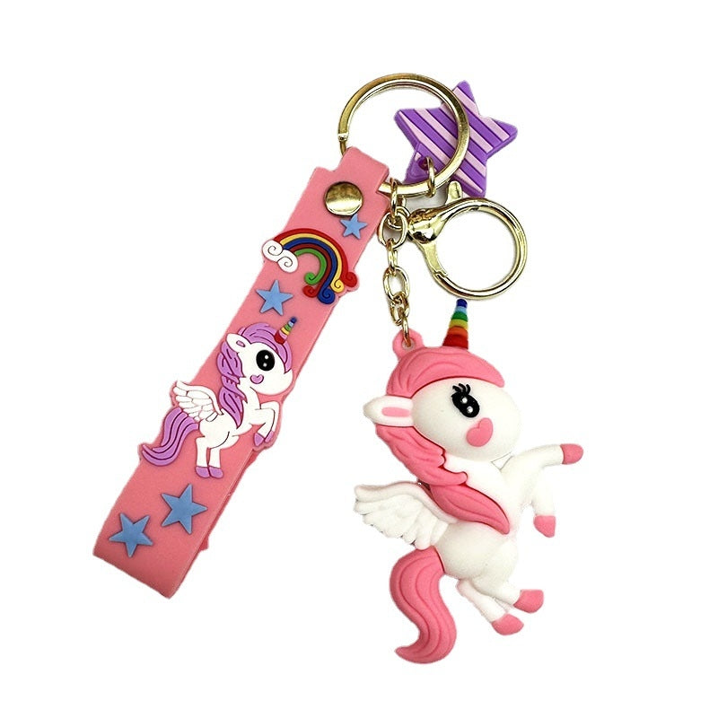 Cartoon Unicorn Rainbow PVC Keychain Pendant for Bags and Cars