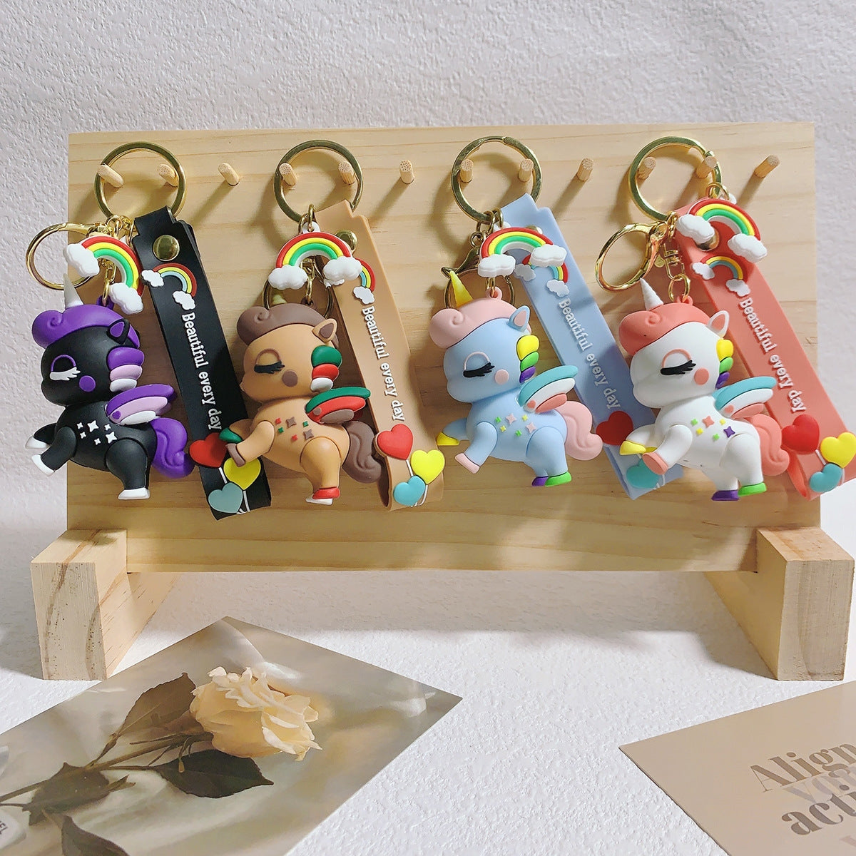 Cartoon Unicorn Silicone Keychain Pendant for Bags