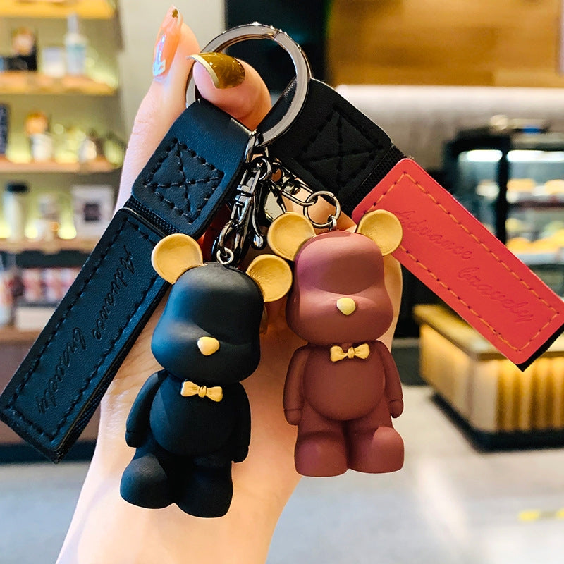 Cartoon Bear Resin Keychain Pendant - Nordic Style Cute Couple Bag Charm