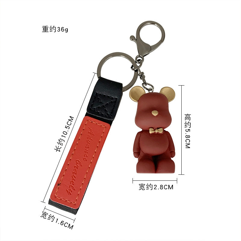 Cartoon Bear Resin Keychain Pendant - Nordic Style Cute Couple Bag Charm