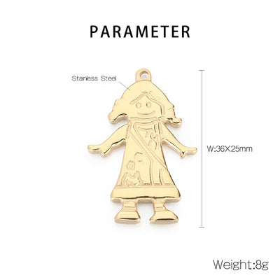 "Stainless Steel Cartoon Character Music Girl Pendant DIY Jewelry Accessories"
