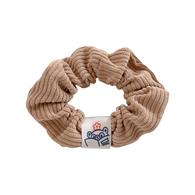 Cartoon Corduroy Bear Hair Tie - Milky White Hair Rope for Women