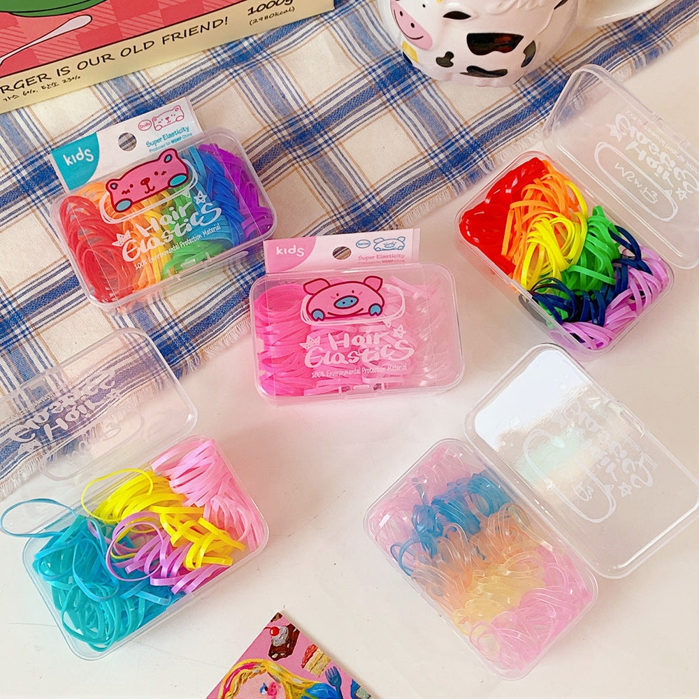 Cartoon Style Colorful Elastic Hair Bands Set - Japanese Cute Jelly Candy Colors