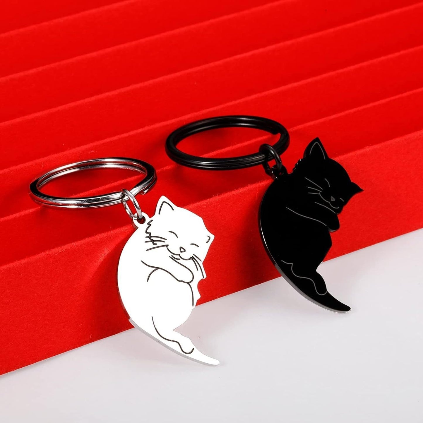 Cartoon Cat Titanium Steel Unisex Keychain Pendant