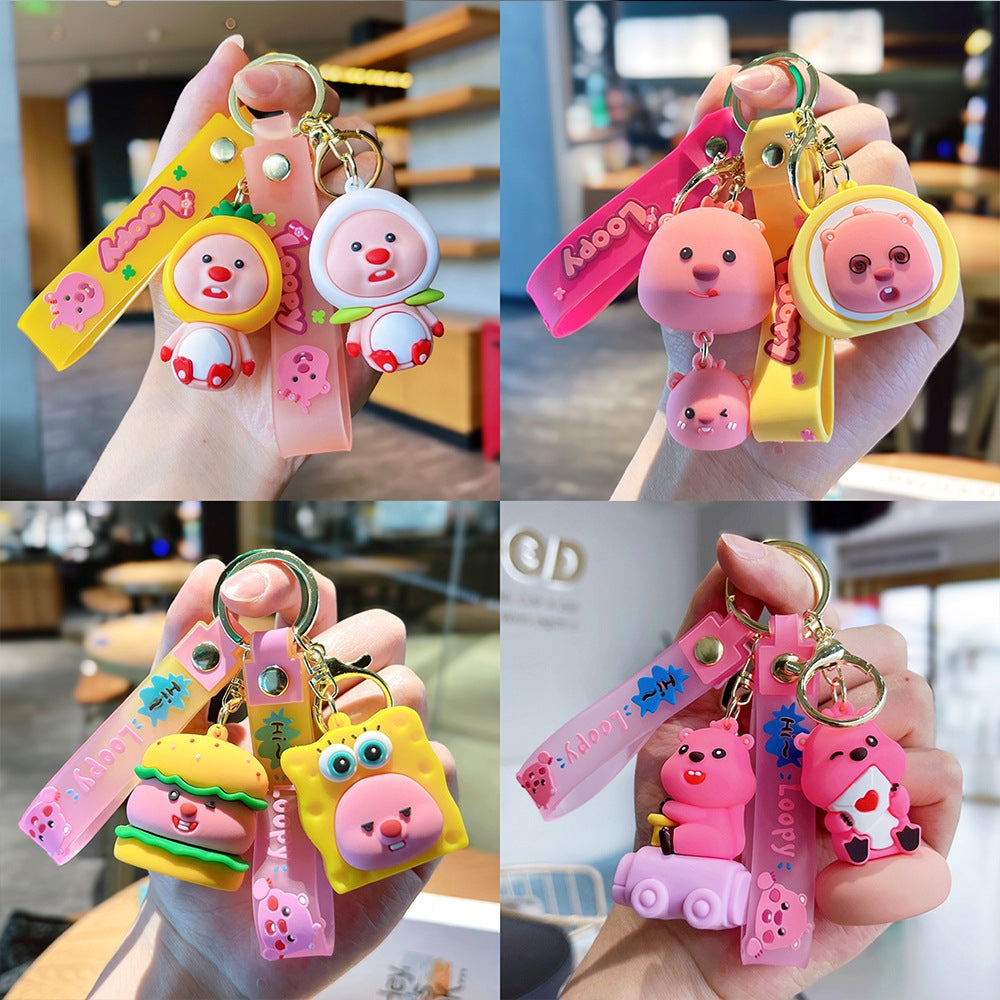 Cartoon Fruit Doll PVC Keychain Accessory