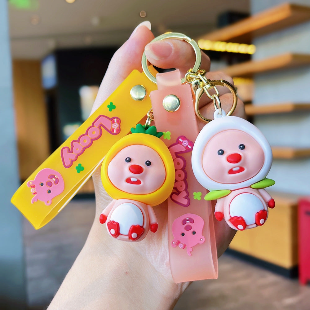 Cartoon Fruit Doll PVC Keychain Accessory