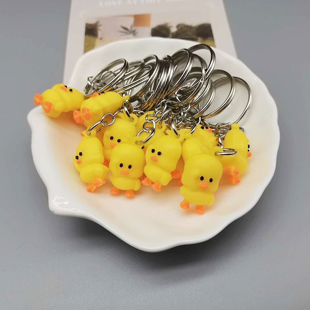 Cartoon Duck PVC Unisex Bag Charm Keychain