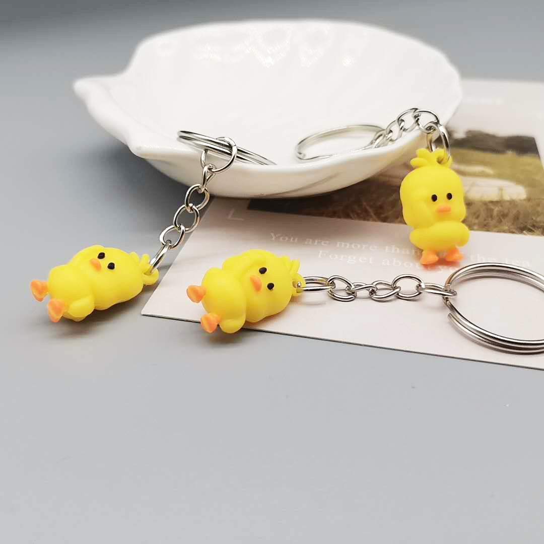 Cartoon Duck PVC Unisex Bag Charm Keychain