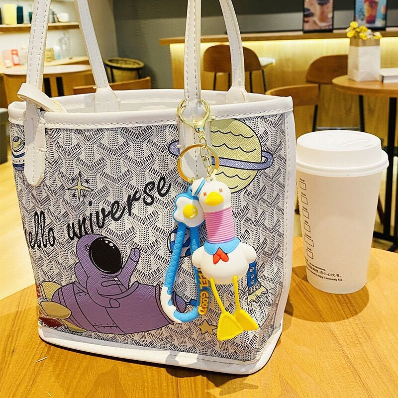 Cartoon Duck PVC Keychain Pendant for Bags and Cars