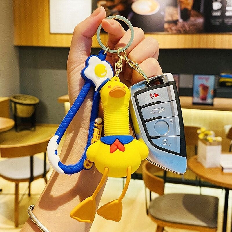 Cartoon Duck PVC Keychain Pendant for Bags and Cars