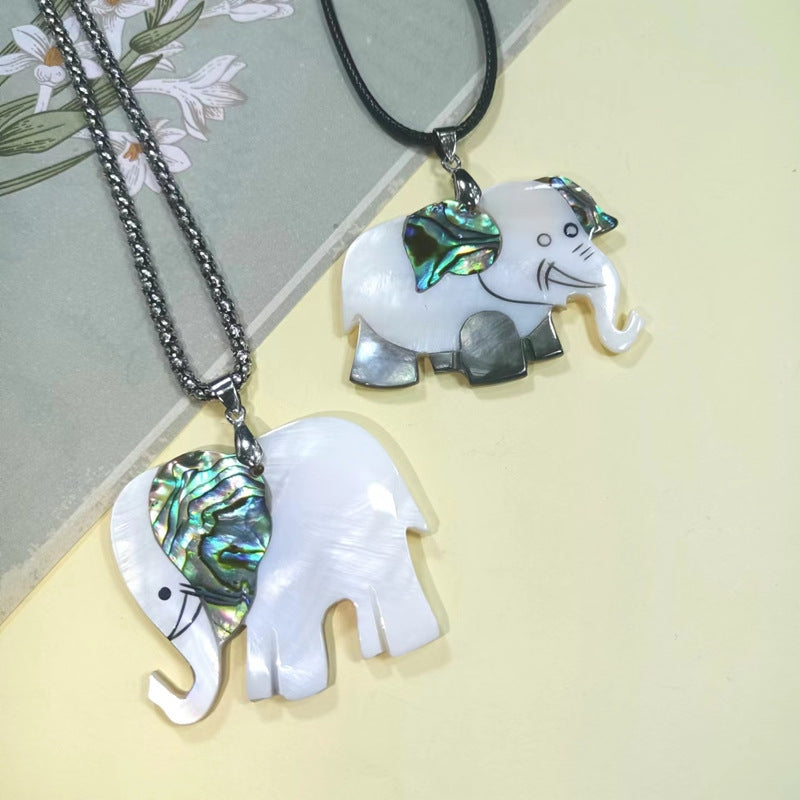 Cartoon Elephant Abalone Shell Pendant Jewelry Accessories