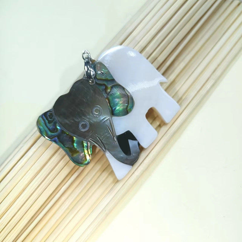 Cartoon Elephant Abalone Shell Pendant Jewelry Accessories