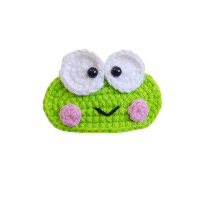 Handmade Wool Knitted Frog Hair Clip - 3D Cartoon Animal Design BB Side Clip Headwear