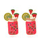 Cartoon Fruit Enamel Zinc Alloy Juice Cup Drop Earrings for Women