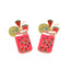 Cartoon Fruit Enamel Zinc Alloy Juice Cup Drop Earrings for Women