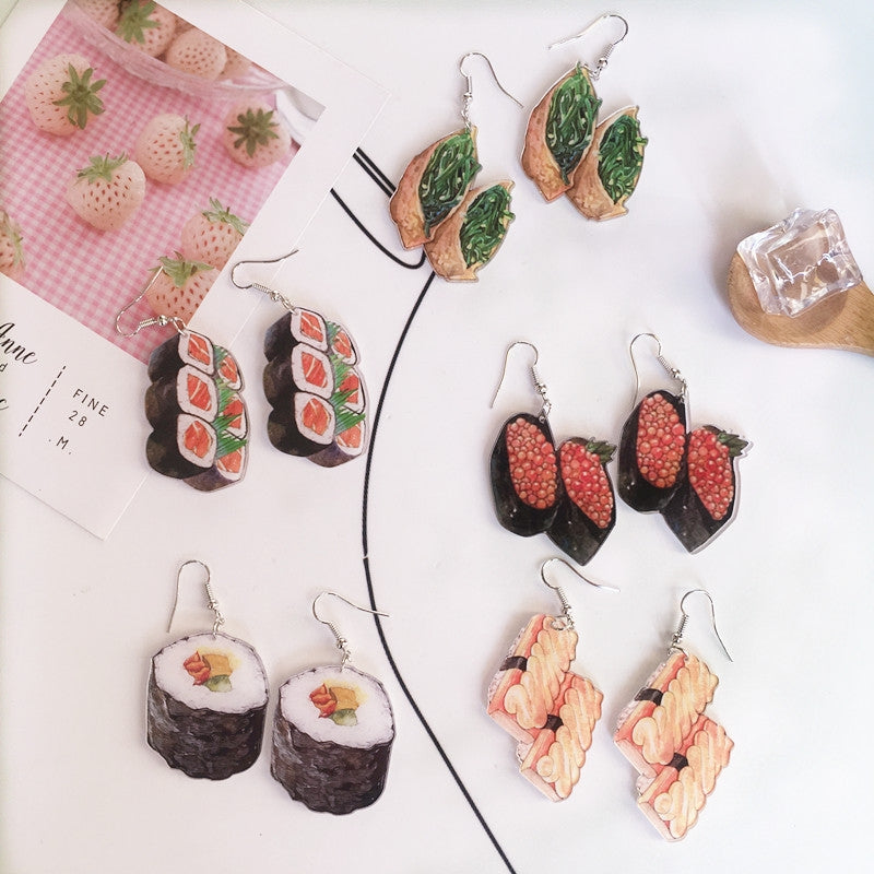 Cartoon Geometric Acrylic Sushi Donut Earrings