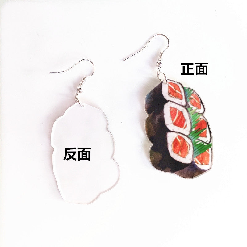 Cartoon Geometric Acrylic Sushi Donut Earrings