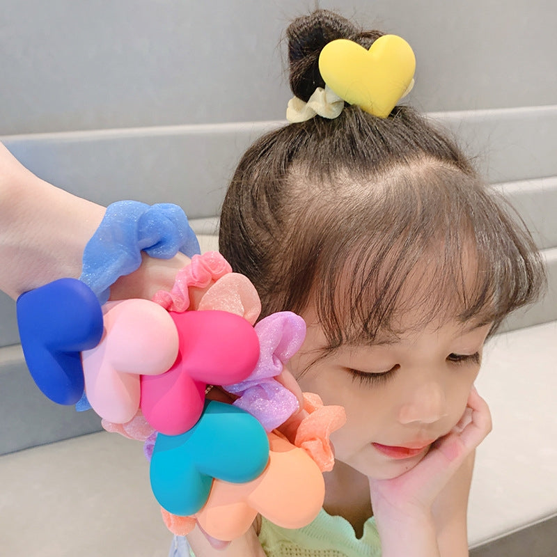 Cartoon Heart Acrylic Hair Tie for Girls