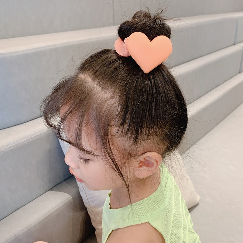 Cartoon Heart Acrylic Hair Tie for Girls