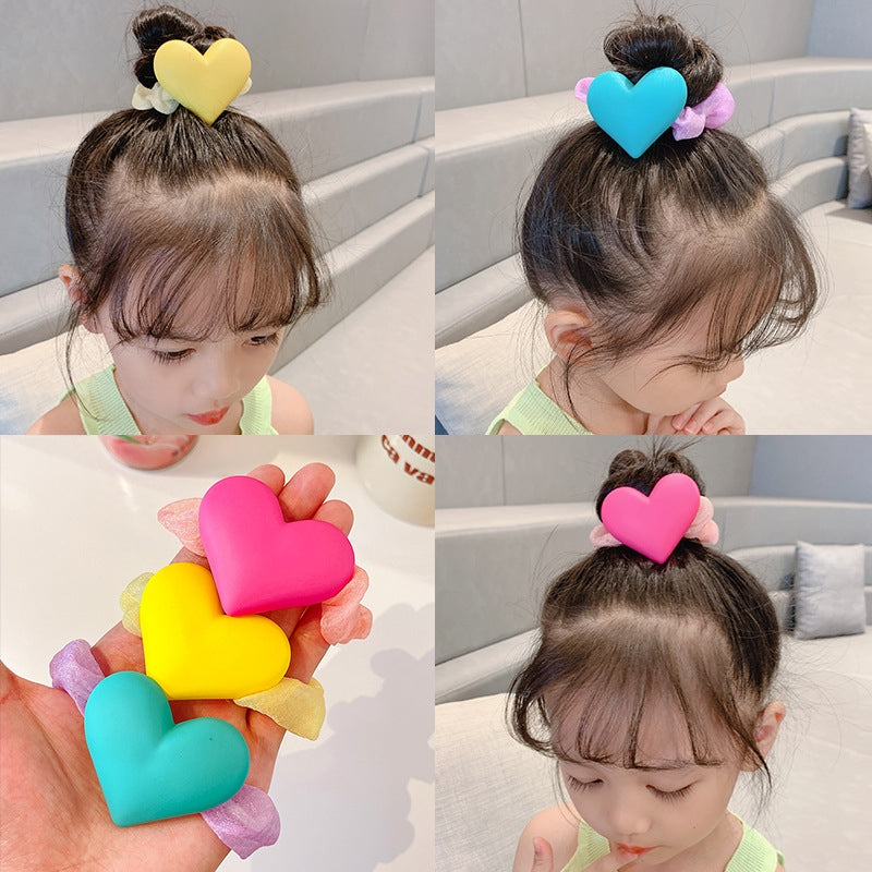 Cartoon Heart Acrylic Hair Tie for Girls