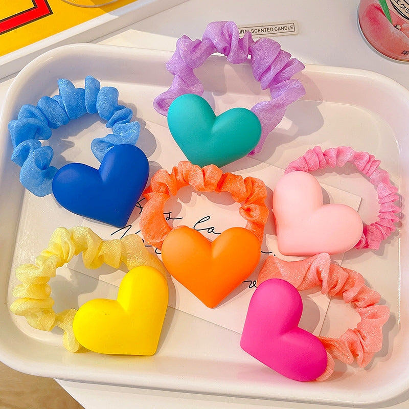 Cartoon Heart Acrylic Hair Tie for Girls