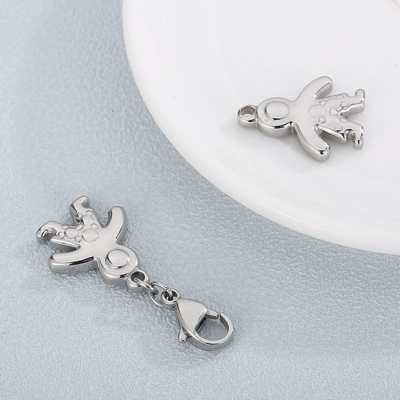 Cartoon Stainless Steel Boy Pendant Necklace with Lobster Clasp and Titanium Steel Strap