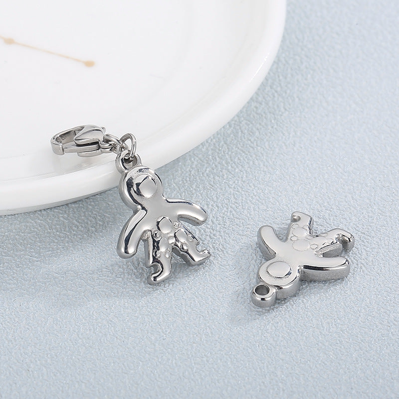 Cartoon Stainless Steel Boy Pendant Necklace with Lobster Clasp and Titanium Steel Strap
