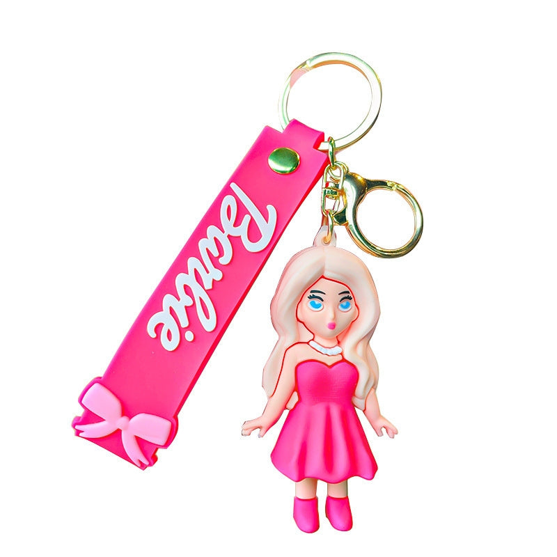 Cartoon Barbie Doll Pendant Keychain for Women