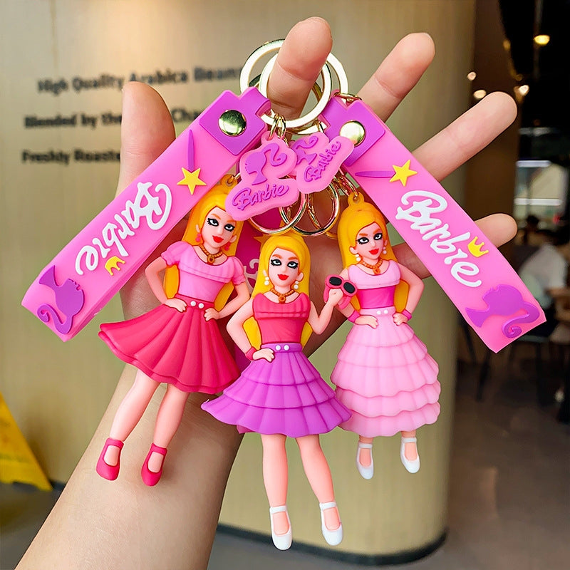 Cartoon Barbie Doll Pendant Keychain for Women