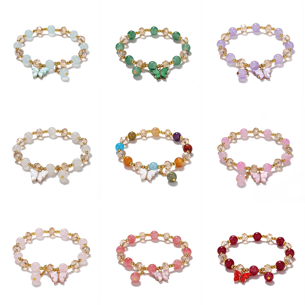 Cartoon Rhombus Butterfly Crystal Beaded Bracelet for Women and Kids