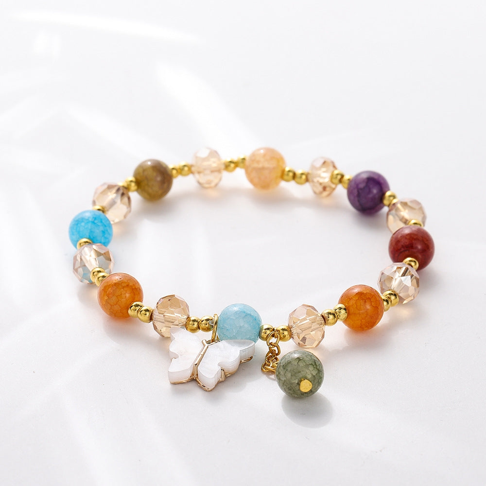 Cartoon Rhombus Butterfly Crystal Beaded Bracelet for Women and Kids