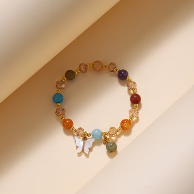 Cartoon Rhombus Butterfly Crystal Beaded Bracelet for Women and Kids