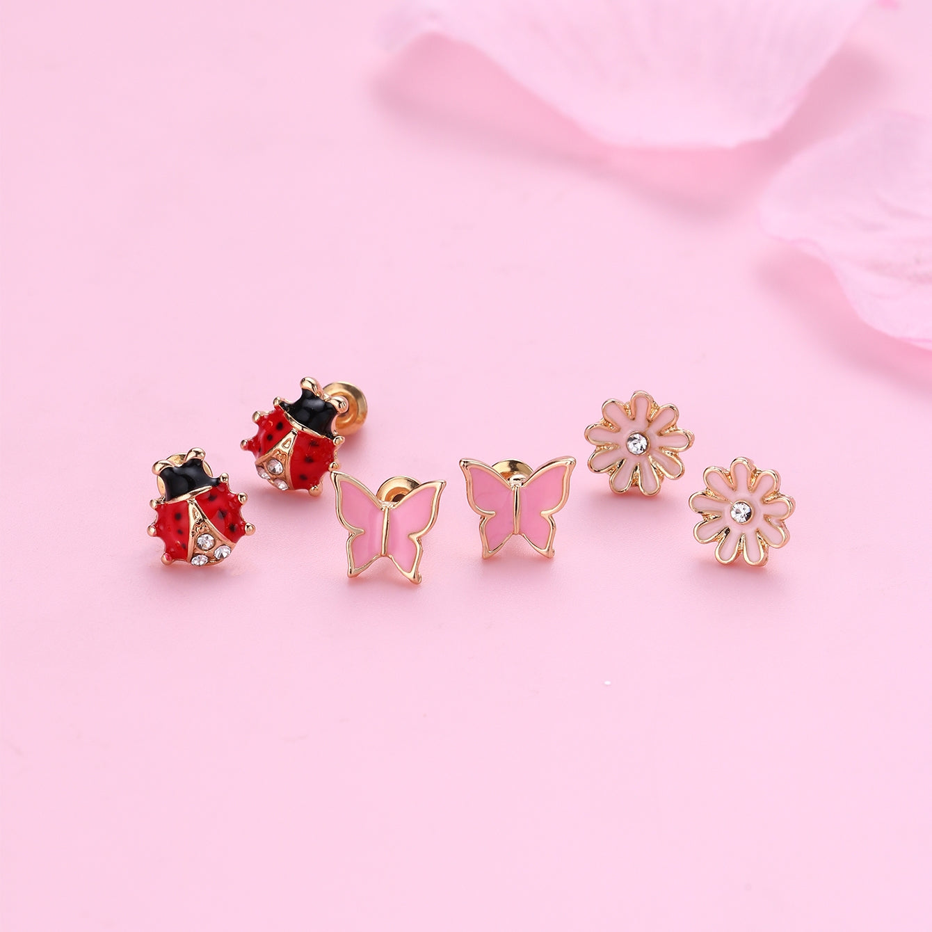 Cartoon Style Romantic Sweet Flower Butterfly Alloy Plating Kid'S Ear Studs