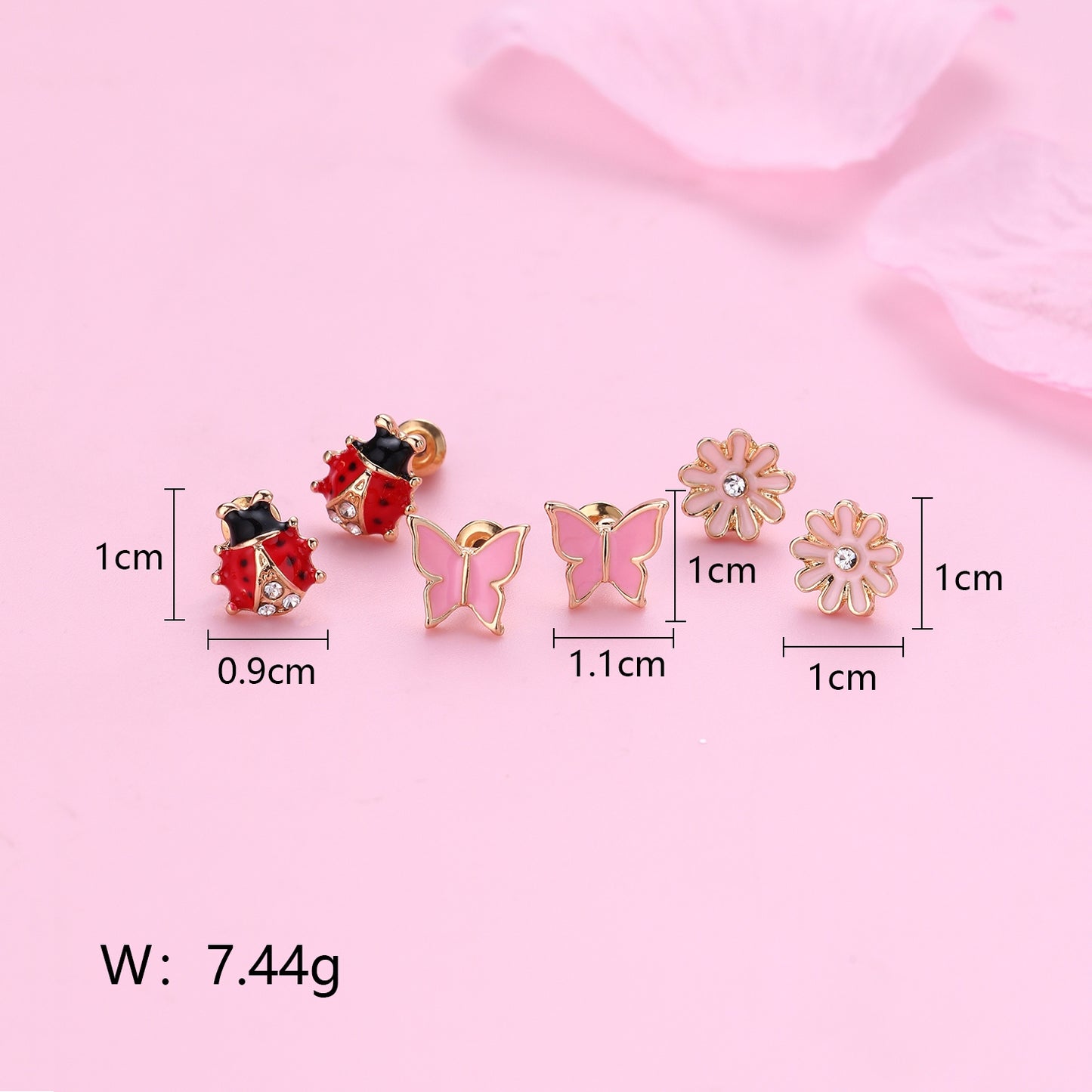 Cartoon Style Romantic Sweet Flower Butterfly Alloy Plating Kid'S Ear Studs