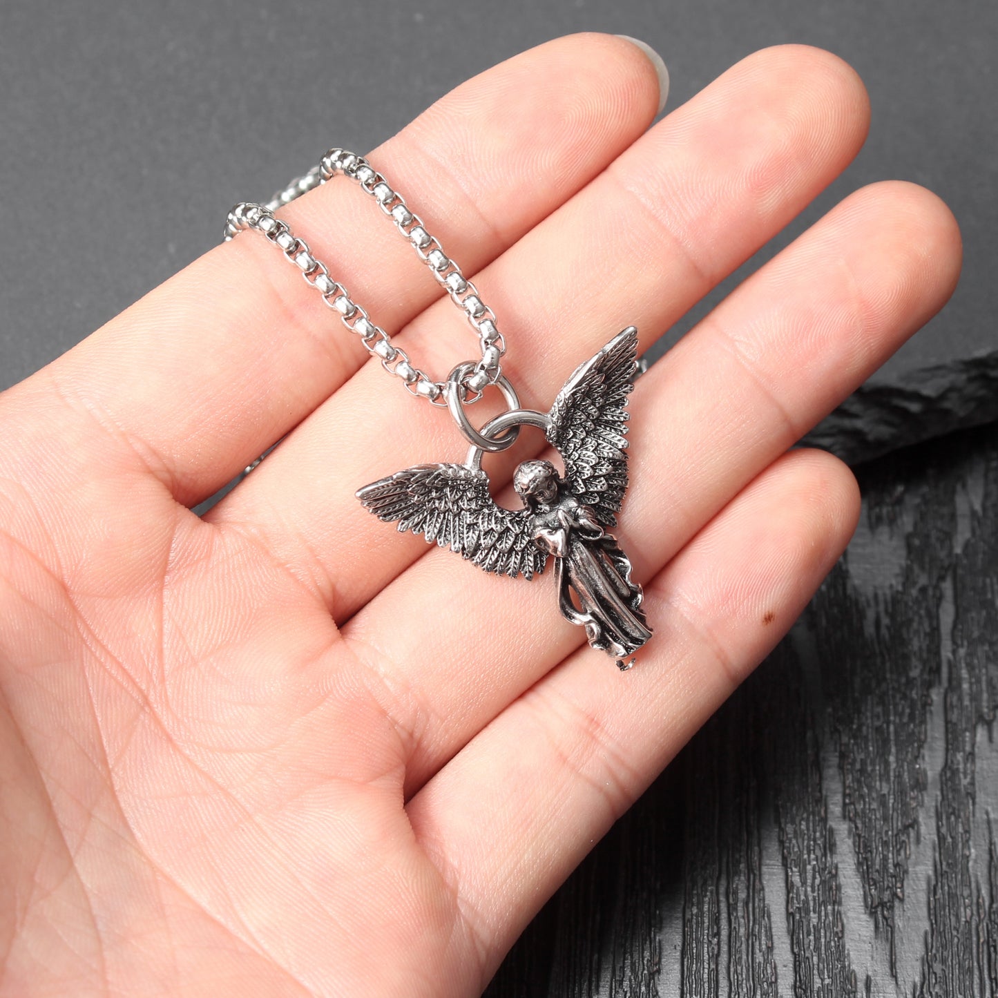 Casual Angel Wings Stainless Steel Unisex Pendant Necklace