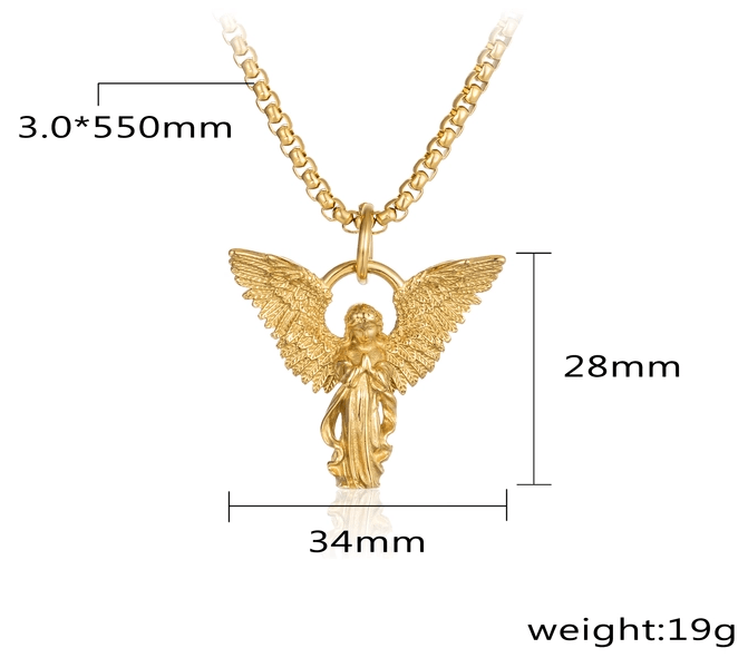 Casual Angel Wings Stainless Steel Unisex Pendant Necklace