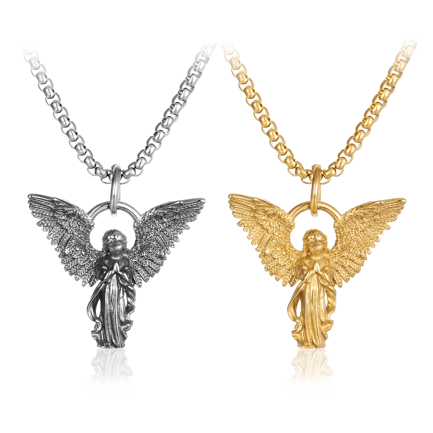 Casual Angel Wings Stainless Steel Unisex Pendant Necklace